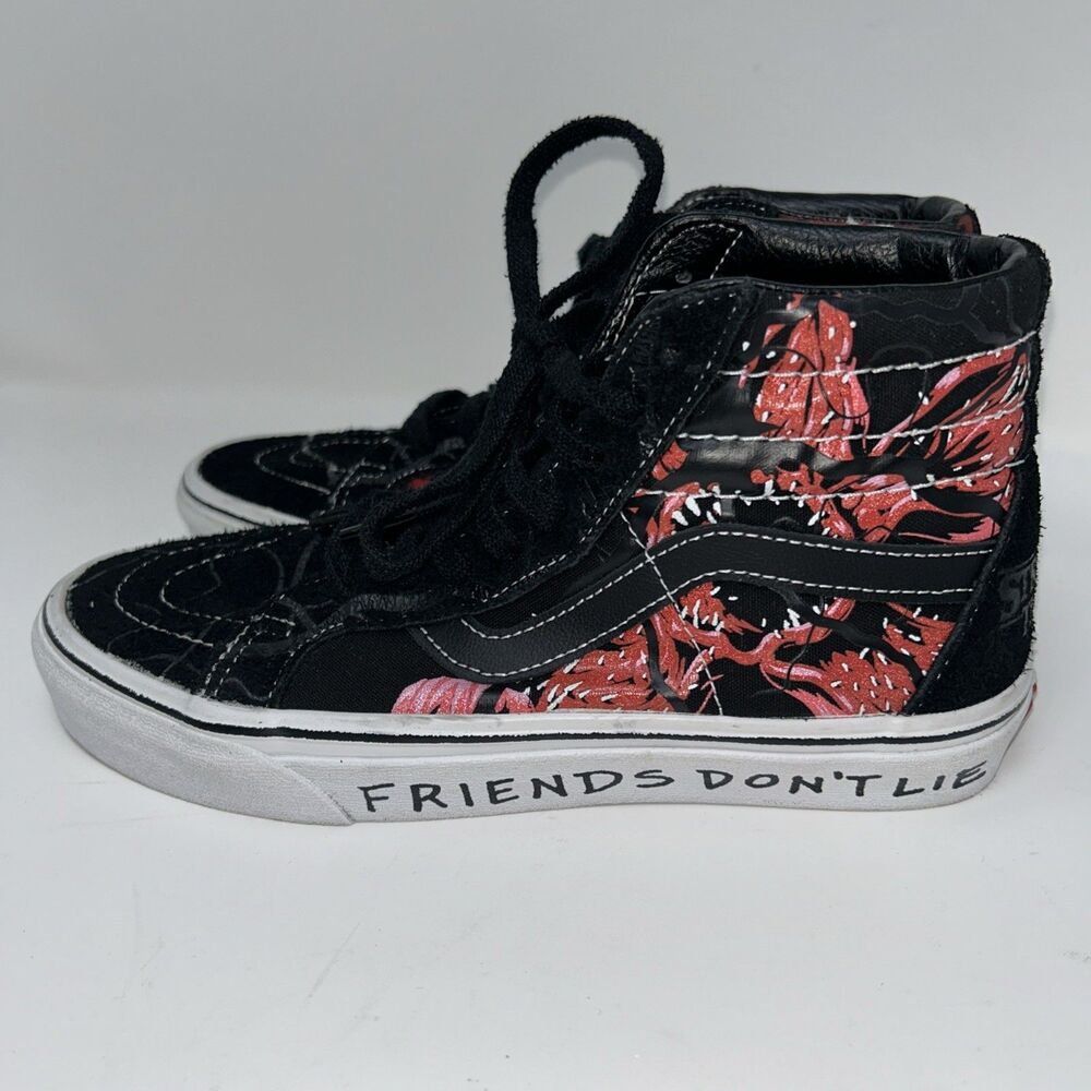Vans Unisex Sneakers M6.5 W8 Black Red Stranger Things Skateboard Shoes 500714